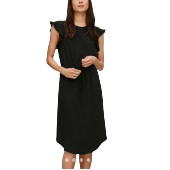 Aritzia Babaton Blush Pink Ruffle Sleeve Tie Waist Knee Length Dress Size XS - Picture 13 of 15